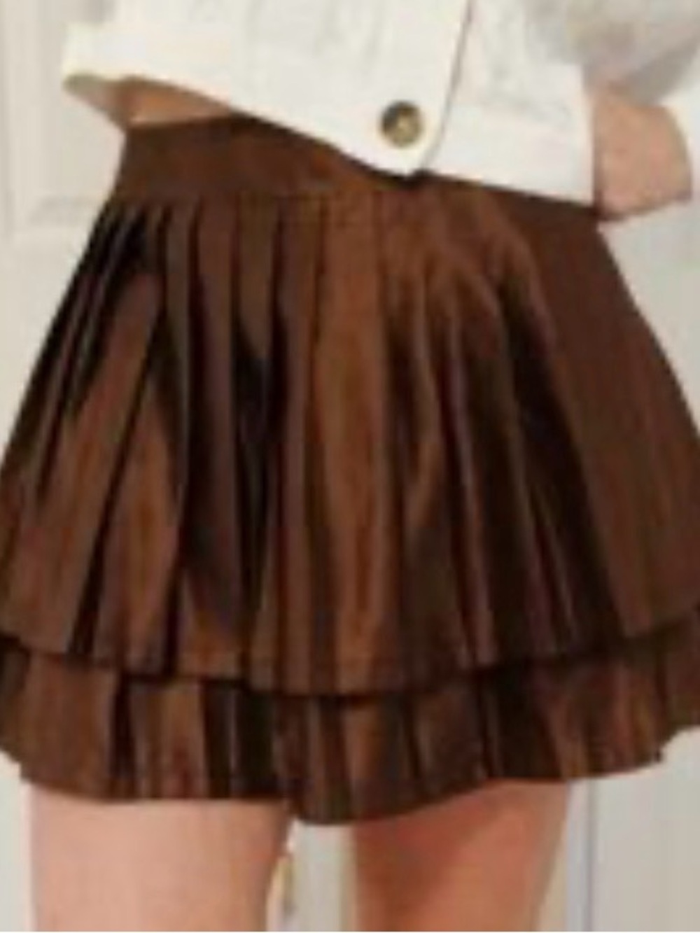 EUC Disney Chip N Dale Collection Satin Brown Dbl Layer Pleated Skirt Size 3XL